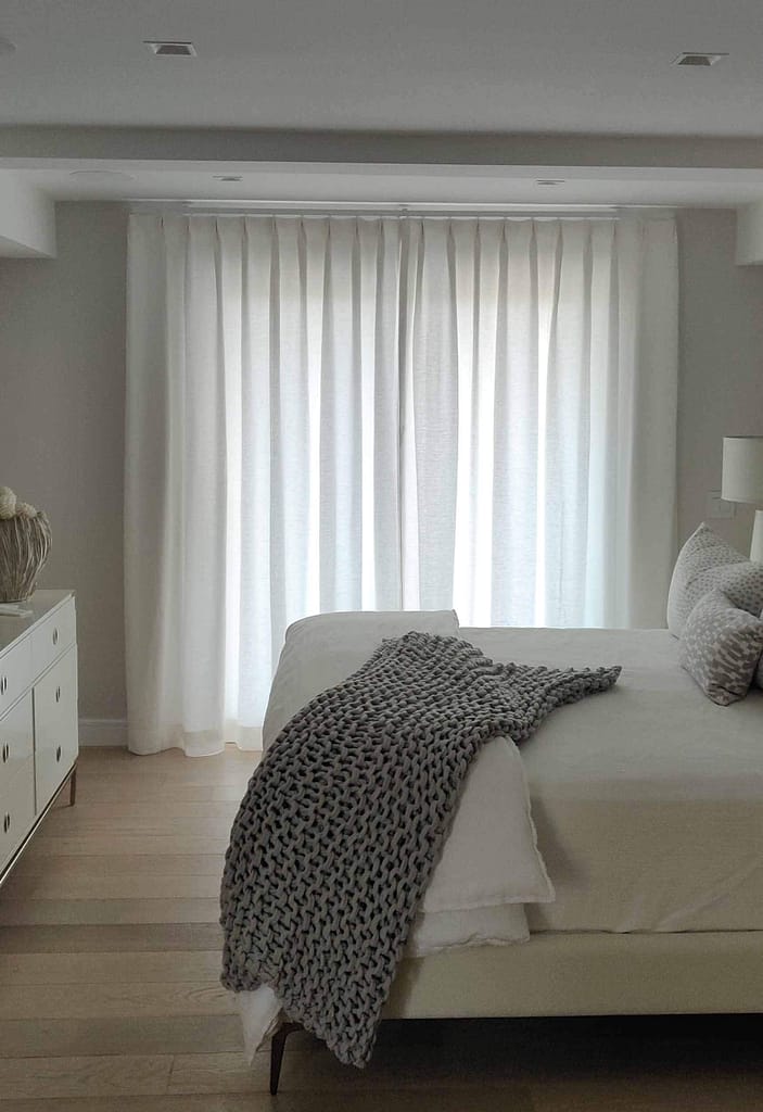 Modern bedroom with elegant white curtains design